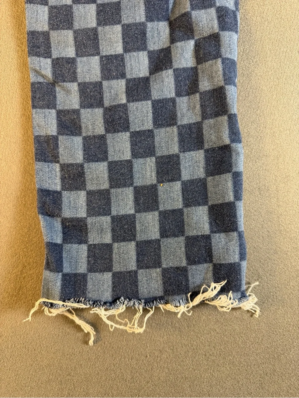 Women's Blue Checkerboard Straight-Leg Jeans